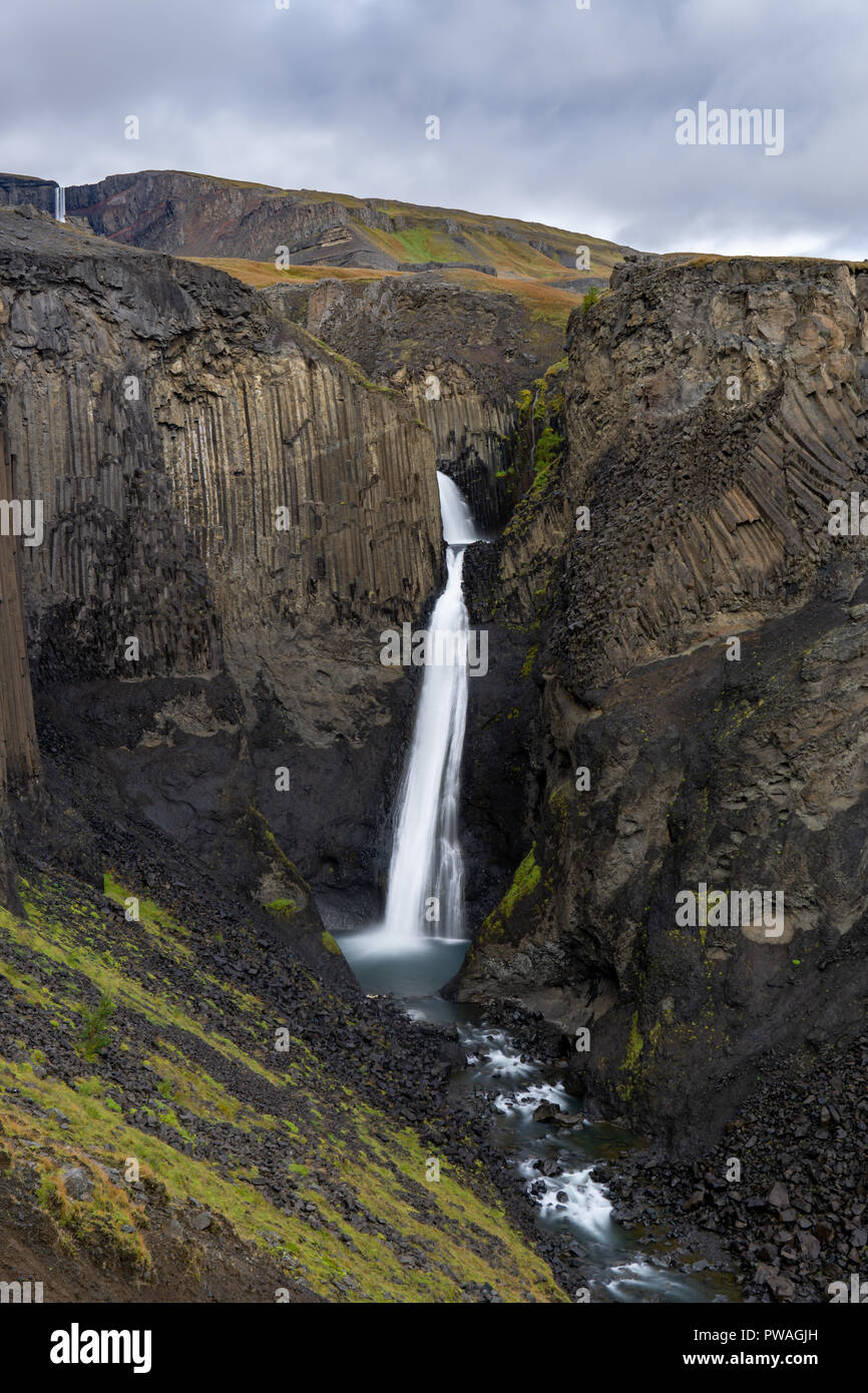 Litlanesfoss is a very beautiful small waterfall on the Iceland. Stock Photo