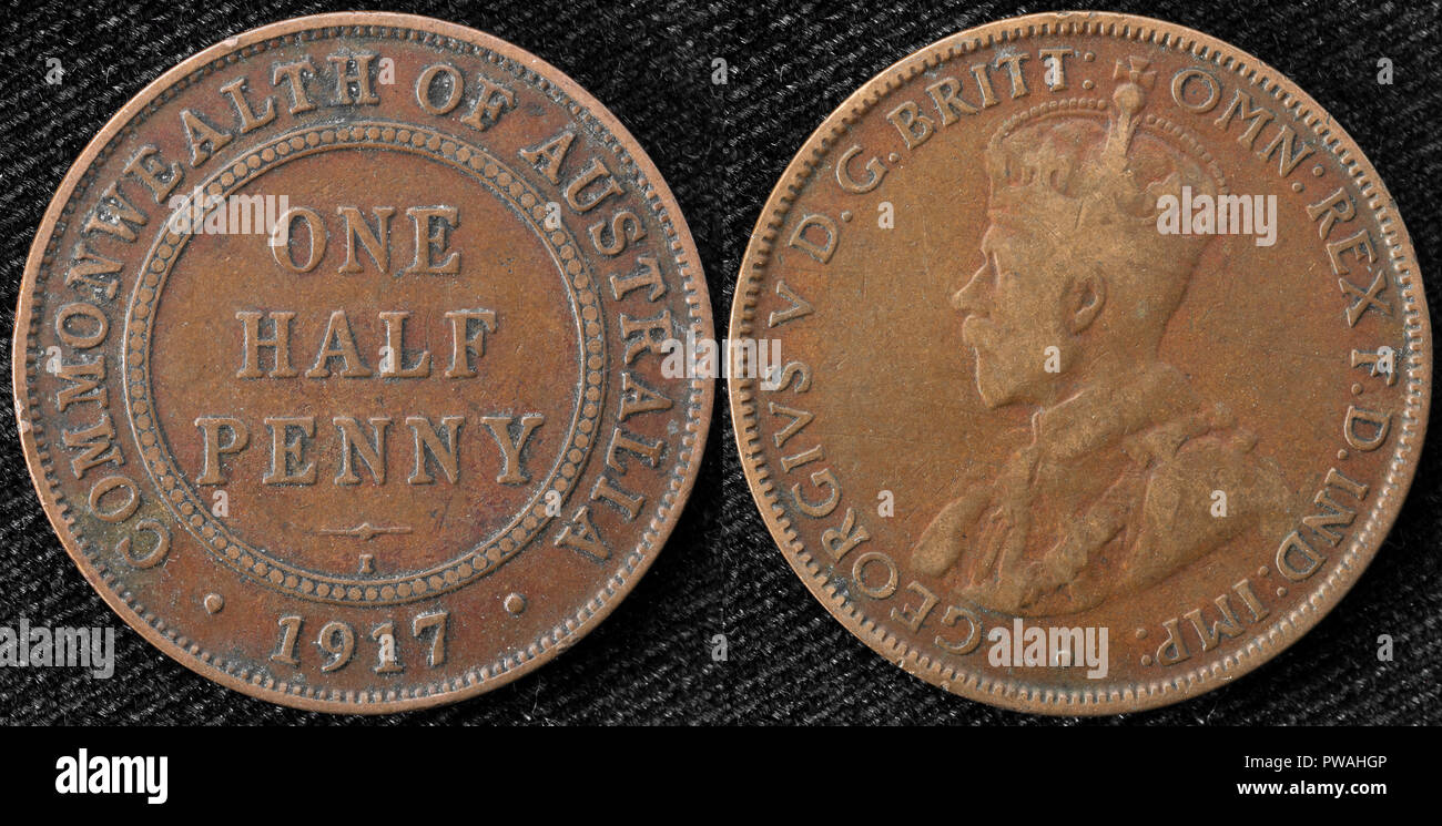 One half penny coin, Australia, 1917 Stock Photo
