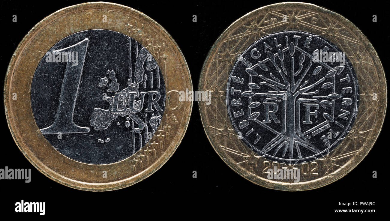 1 Euro coin, France, 2002 Stock Photo Alamy