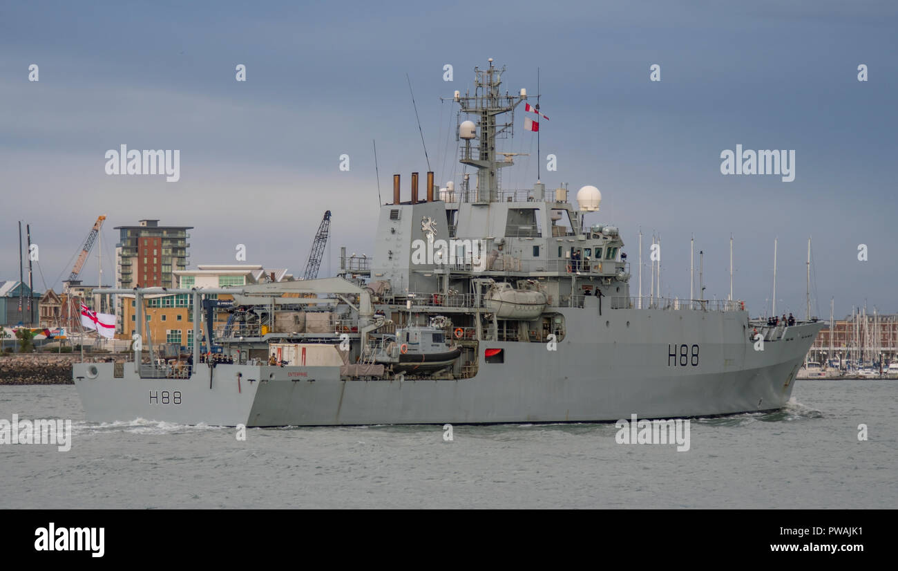 The British Royal Navy Survey Vessel Hms Enterprise Arrives At - the british royal navy survey vessel hms enterprise arrives at portsmouth uk on 13 10 18 and departs on 15 10 18 for exercise t!   rident juncture 2018