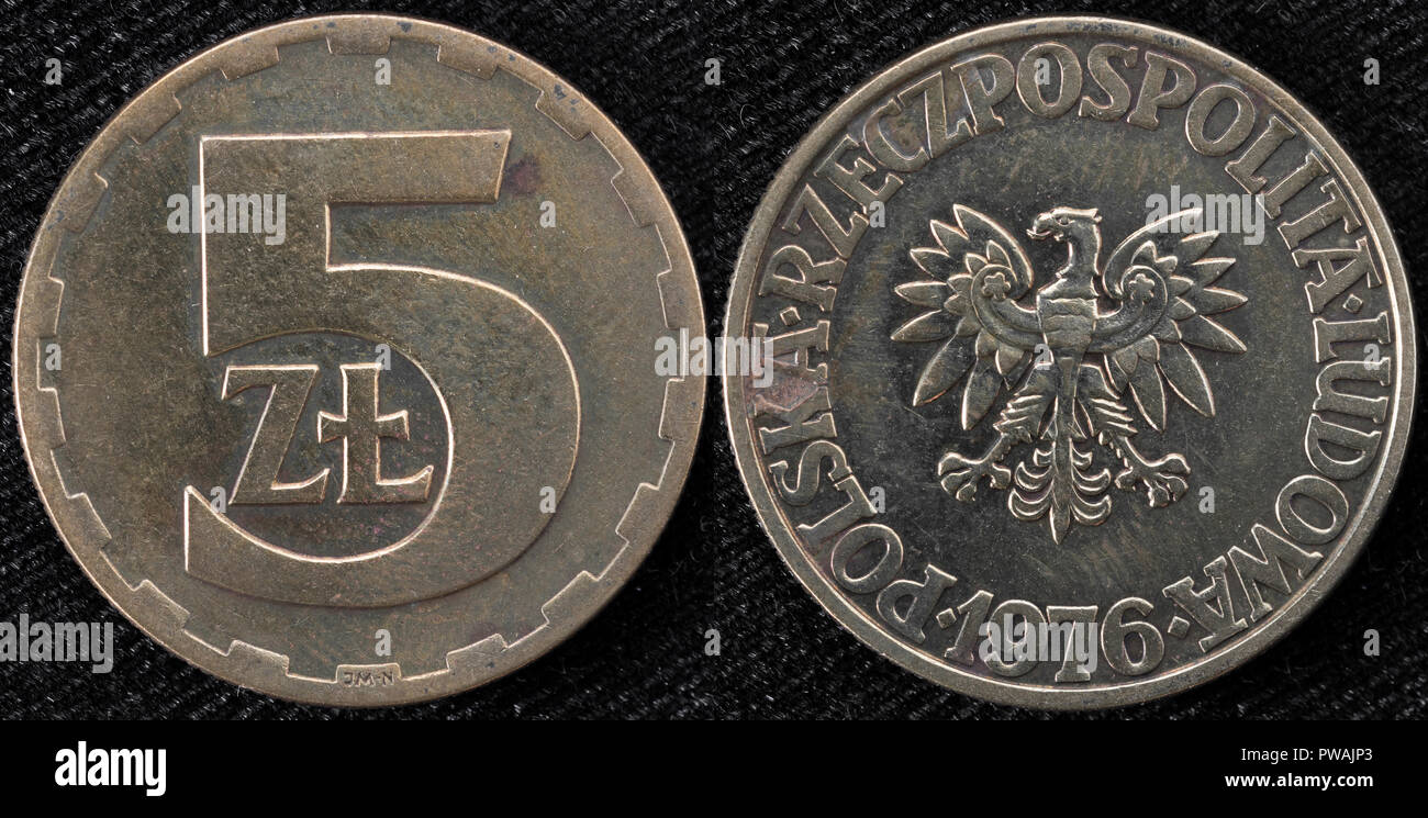 5 zlotych coin, Poland, 1976 Stock Photo - Alamy