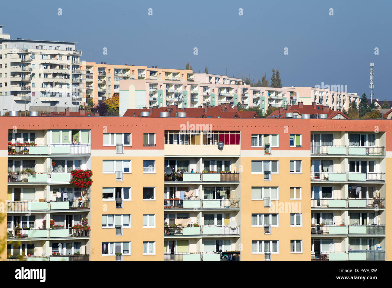 Communist era apartment buildings in Gdansk, Poland. October 13th 2018 ...