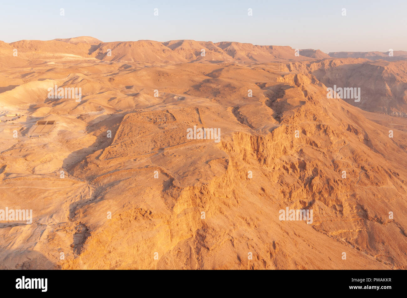 Deserted ruins in Israeli Desert near Dead Sea Stock Photo