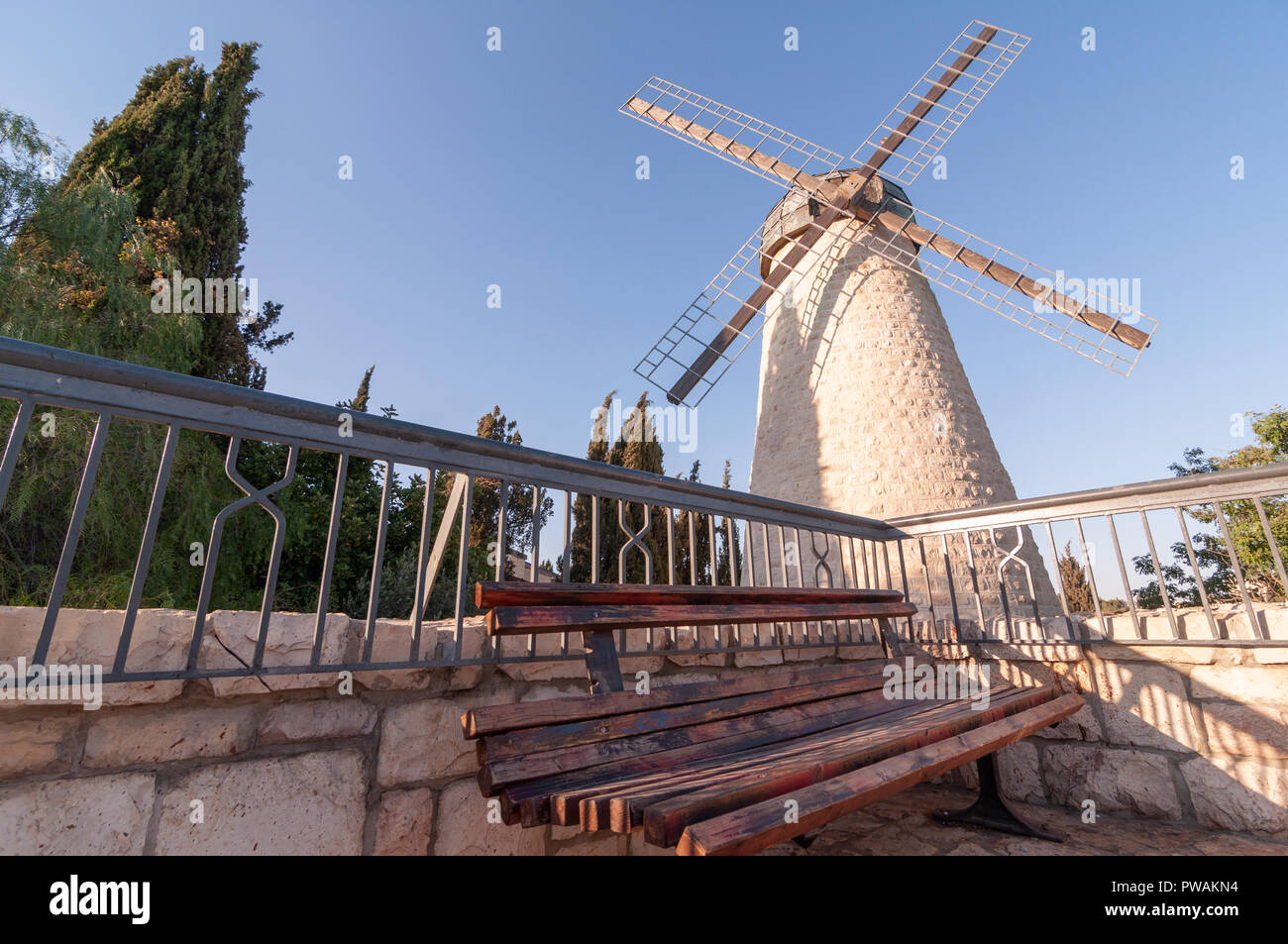 Old Windmill in Yemin Moshe Jurasalem, Israel Stock Photo