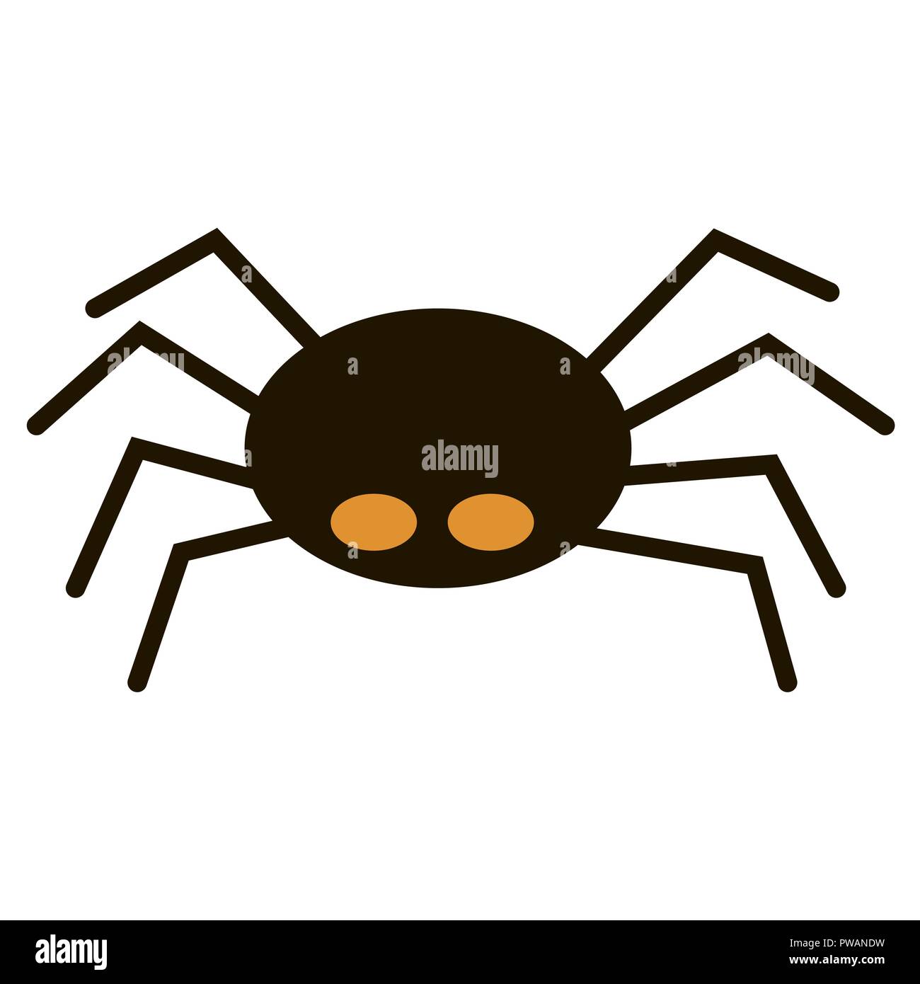 Scary big black spider isolated on white, poisonous isect Stock Vector