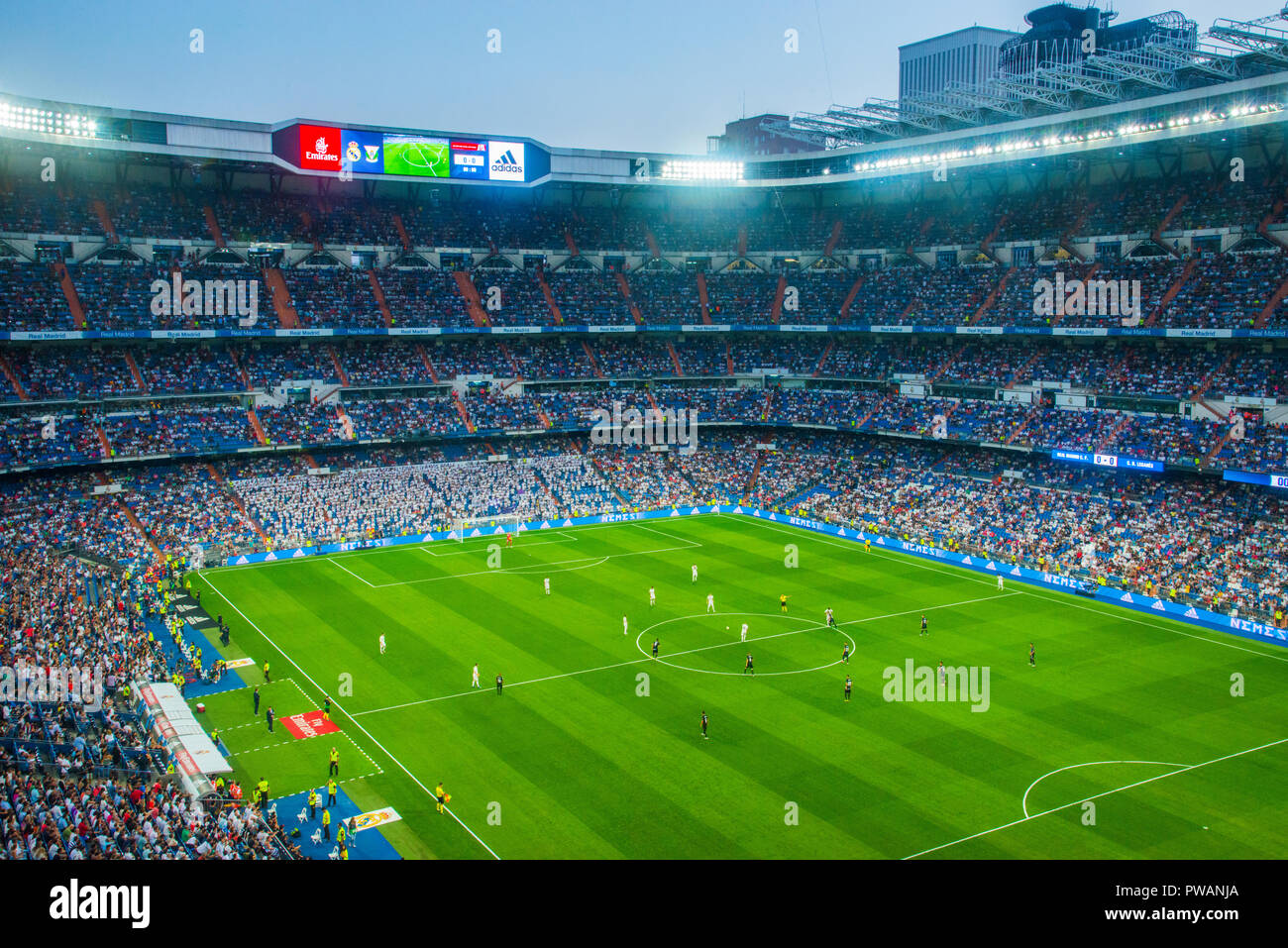 Football match. Santiago Bernabeu stadium, Madrid, Spain Stock Photo - Alamy