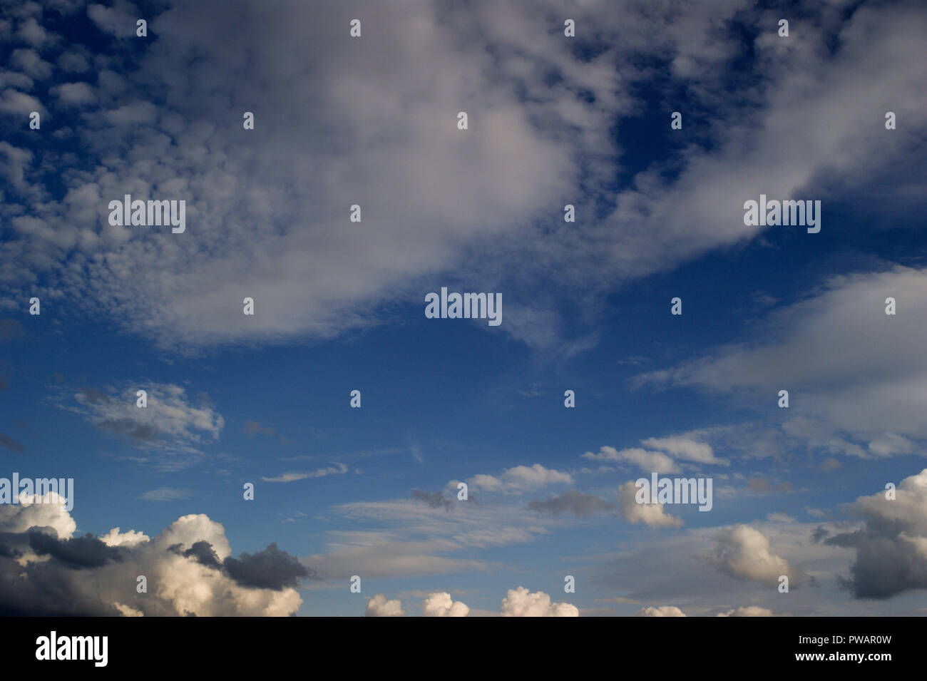 Cumulus type cloudy sky background Stock Photo - Alamy