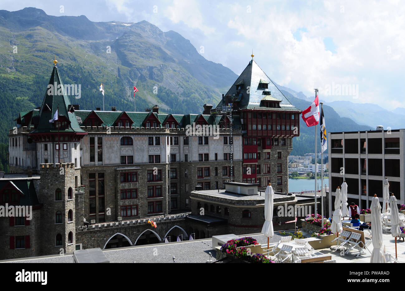 Swiss alps: The legendary Badrutt palace hotel in St. Moritz Stock ...