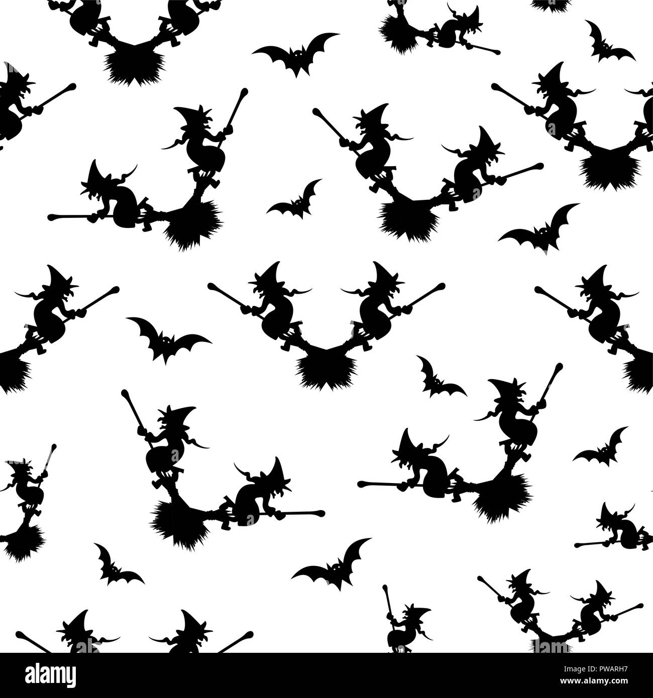 Witch on the broom - seamless pattern - vector, Halloween pattern black ...