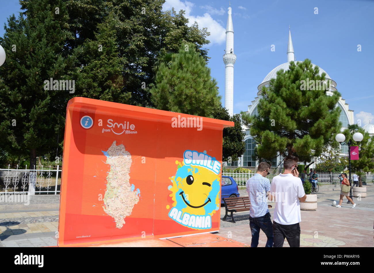 a smile albania tourism promoting billboard in shkoder albania Stock Photo