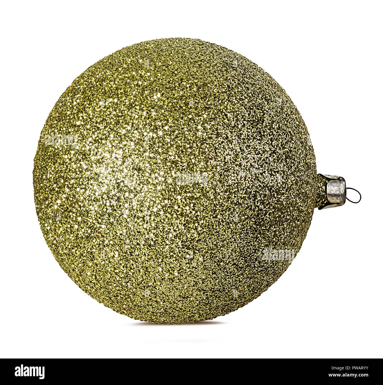 christmas ball hanging on ribbon isolated on white Stock Photo - Alamy