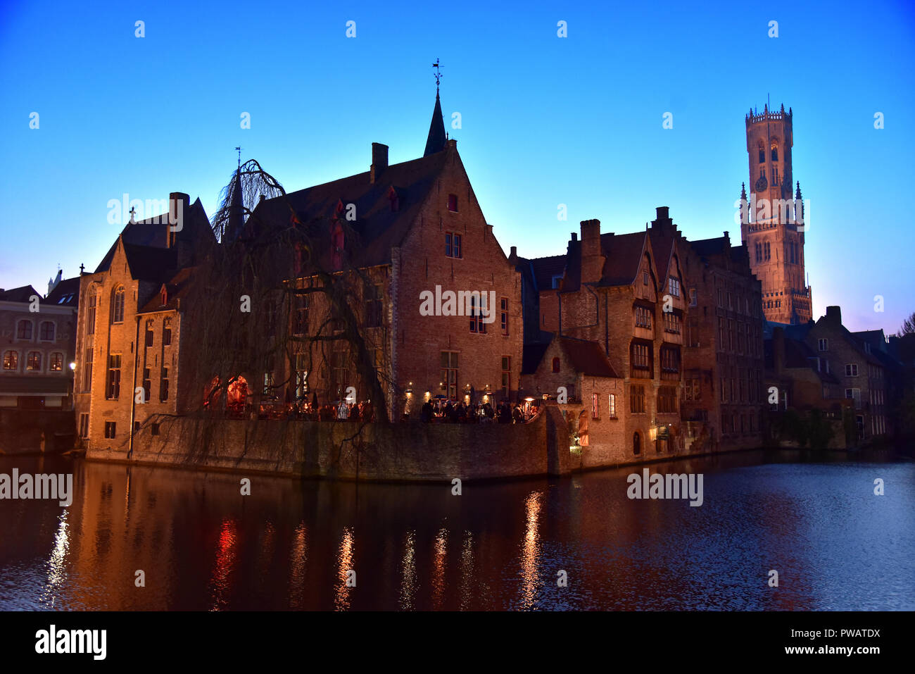 A romantic sunset at Bruges Stock Photo
