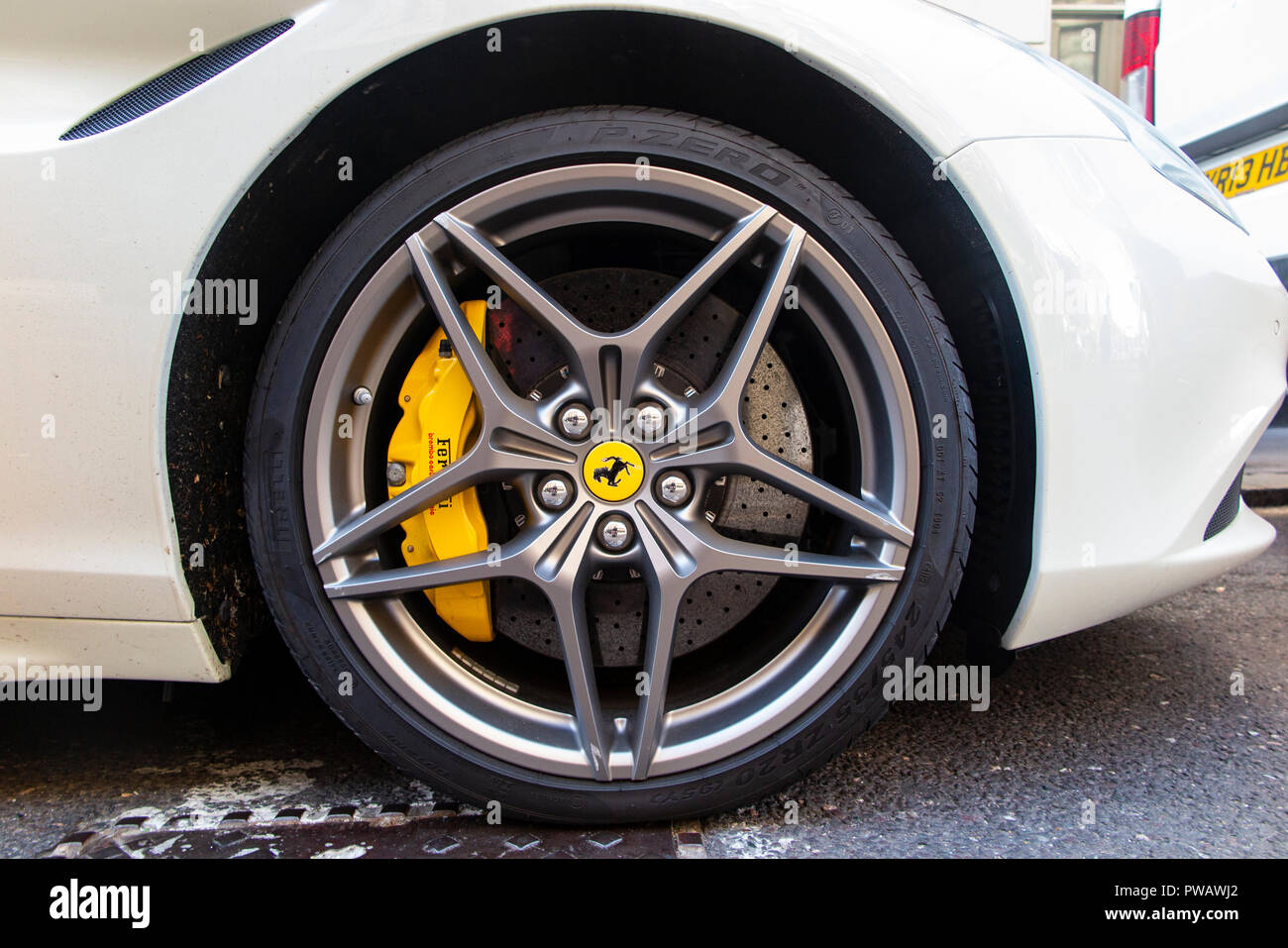 White Car Black Rims Yellow Calipers diariosdemusicman