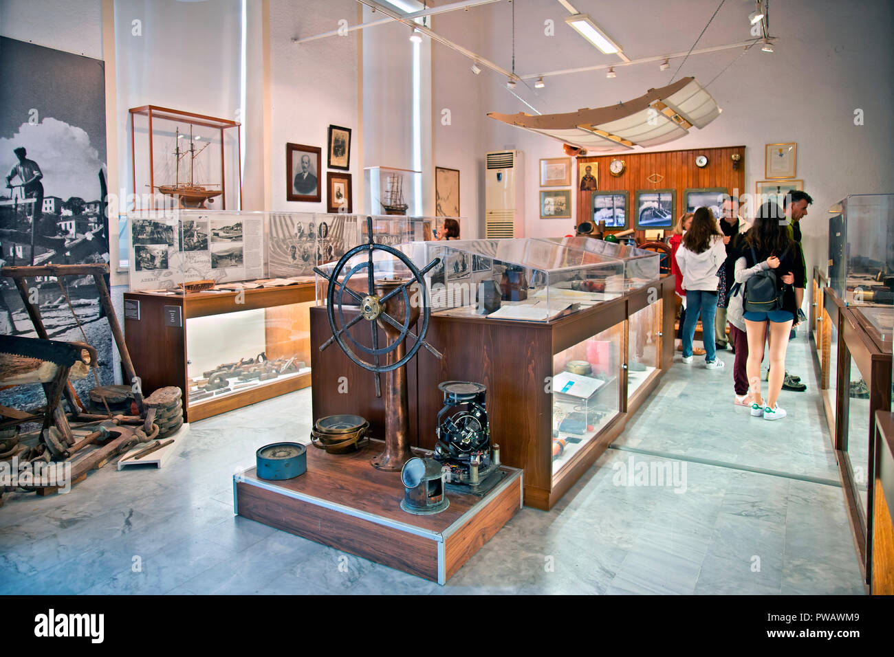 Inside the Maritime and Cultural Tradition Museum, in Bourdzi, Skiathos town, Skiathos island, Northern Sporades, Magnessia, Thessaly, Greece. Stock Photo