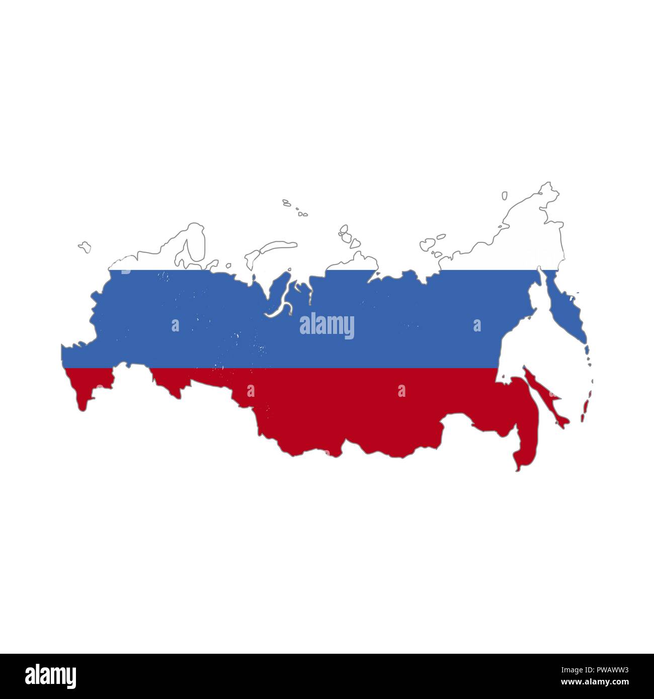 Russia flag map. Country outline with national flag Stock Photo - Alamy