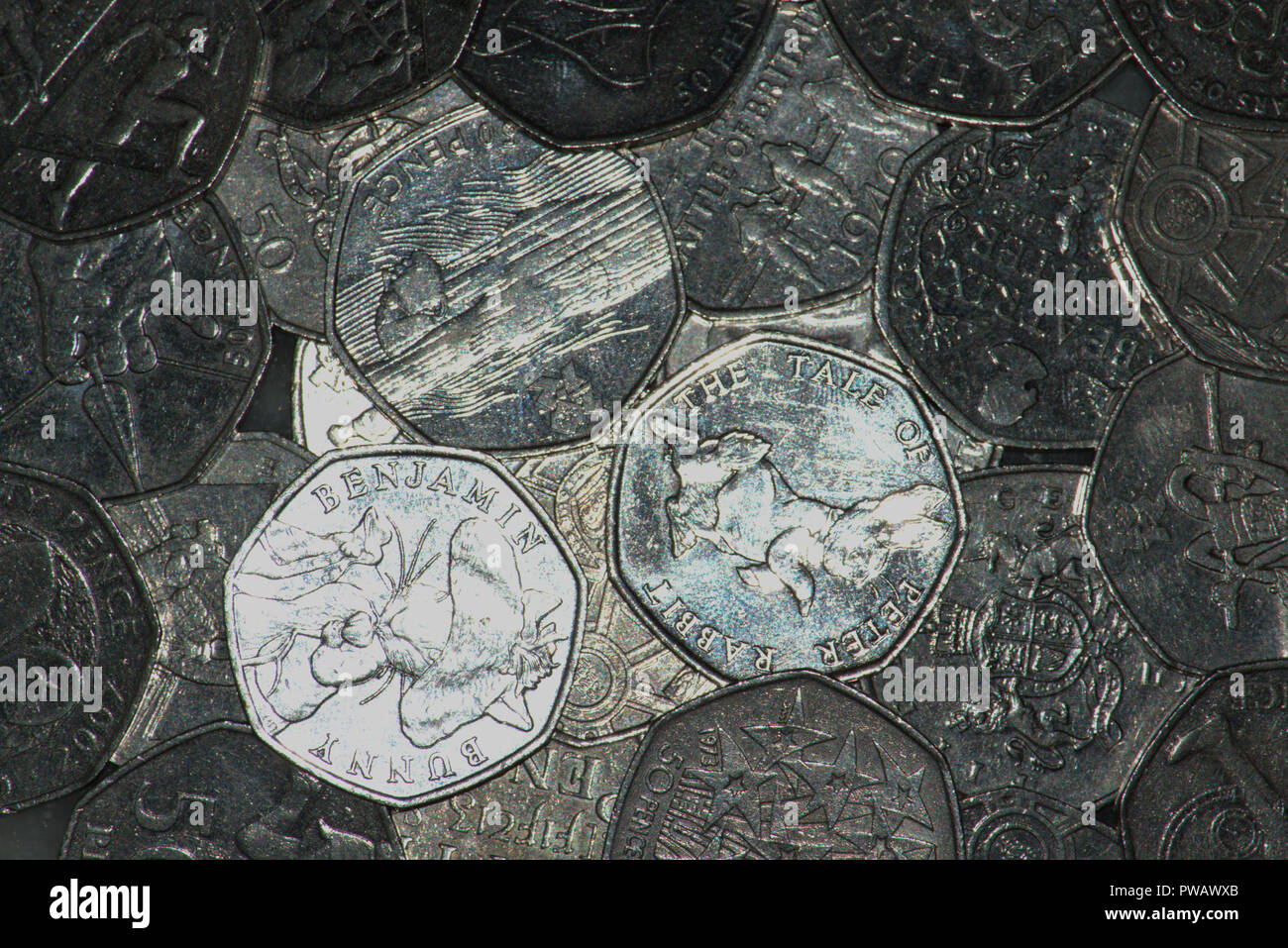 Commemorative British 50 pence coinscurrency Stock Photo - Alamy