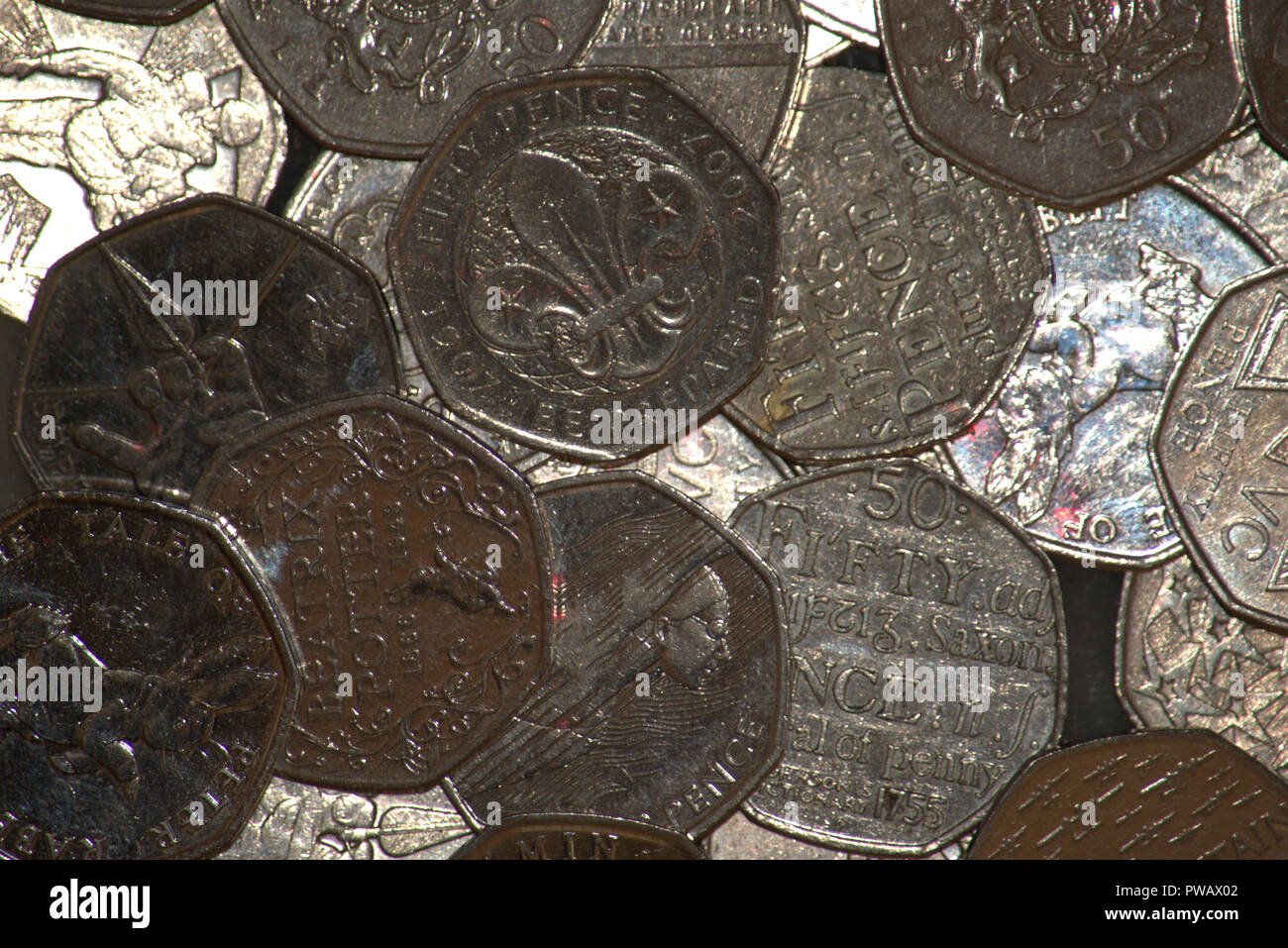 Commemorative British 50 pence coinscurrency Stock Photo - Alamy