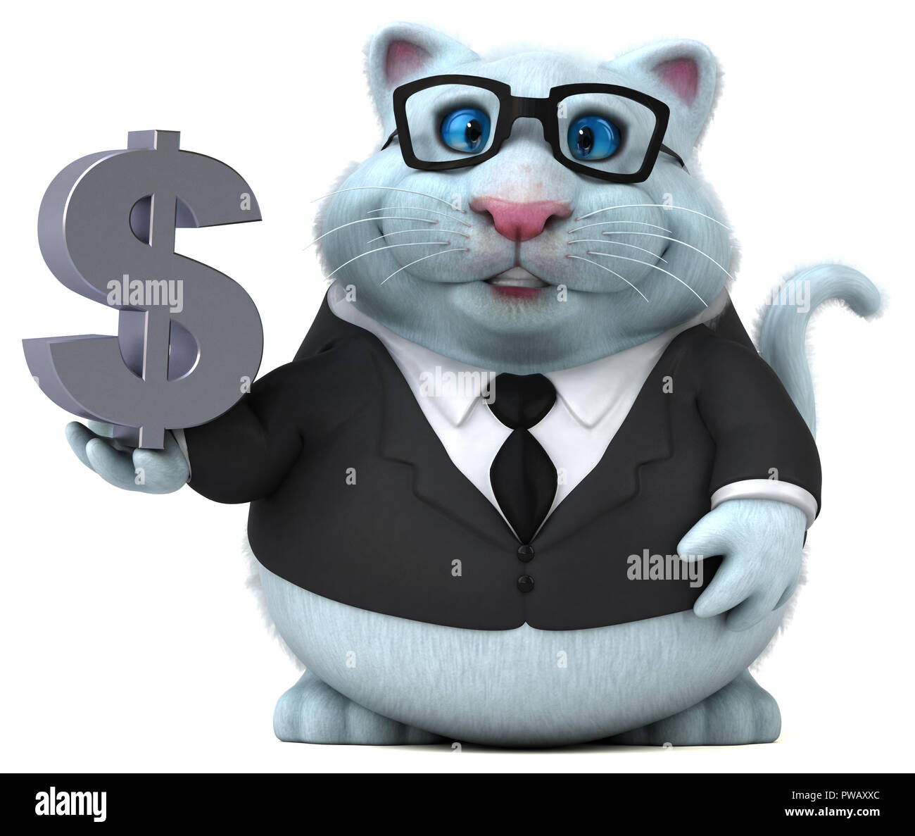 Fun cat - 3D Illustration Stock Photo