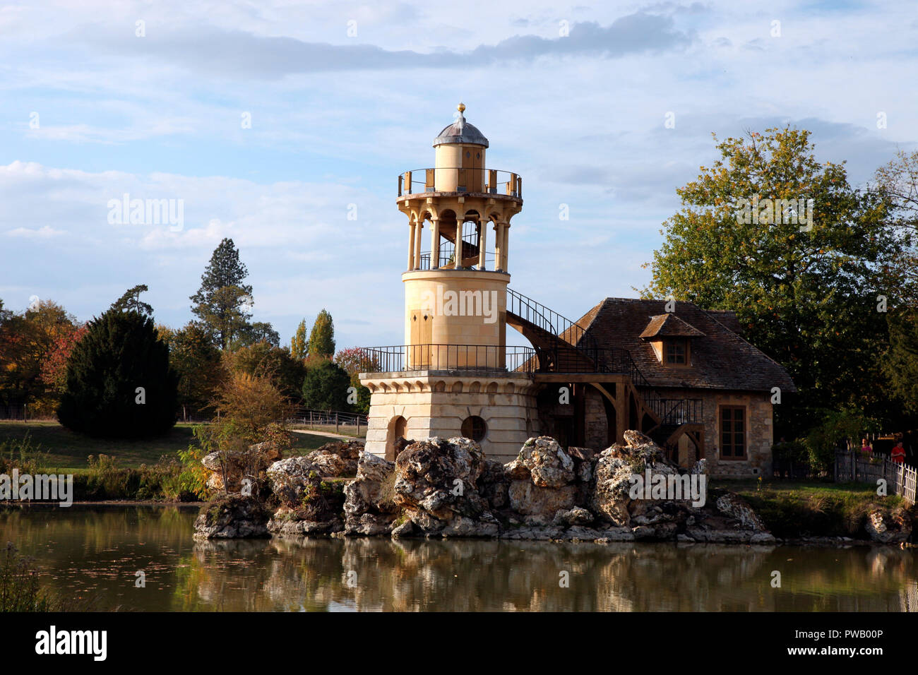 Folly in Marie Antoinette’s hamlet in the grounds of Petit Trianon, Versailled Stock Photo