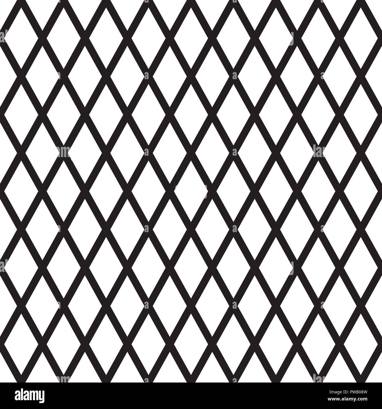 Seamless diamond rhombus check pattern background in black and white. Stock Photo
