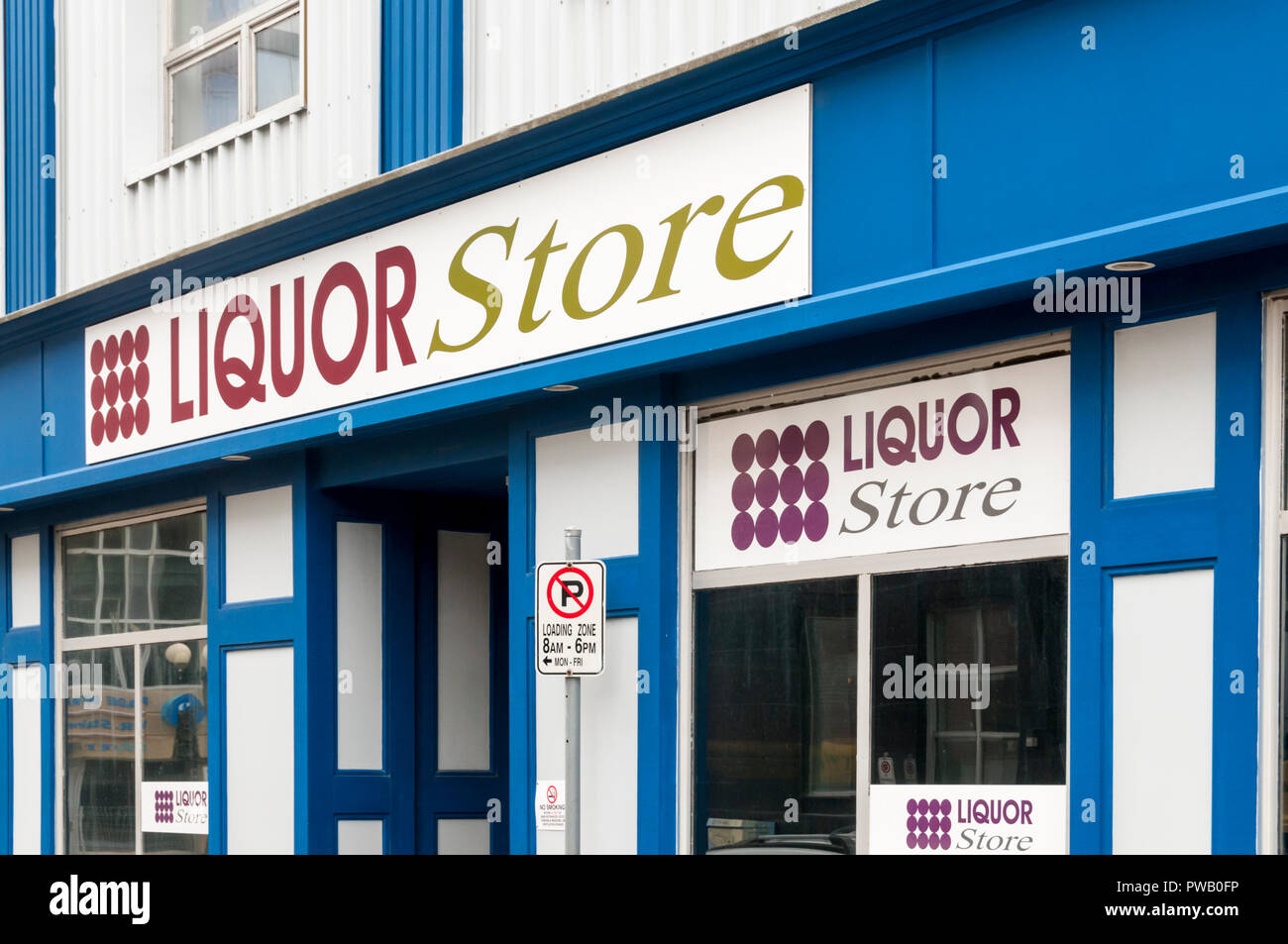 A Canadian Liquor Express liquor store in St John's, Newfoundland. Stock Photo