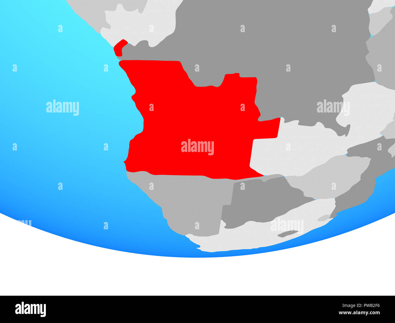 Angola on simple political globe. 3D illustration Stock Photo - Alamy