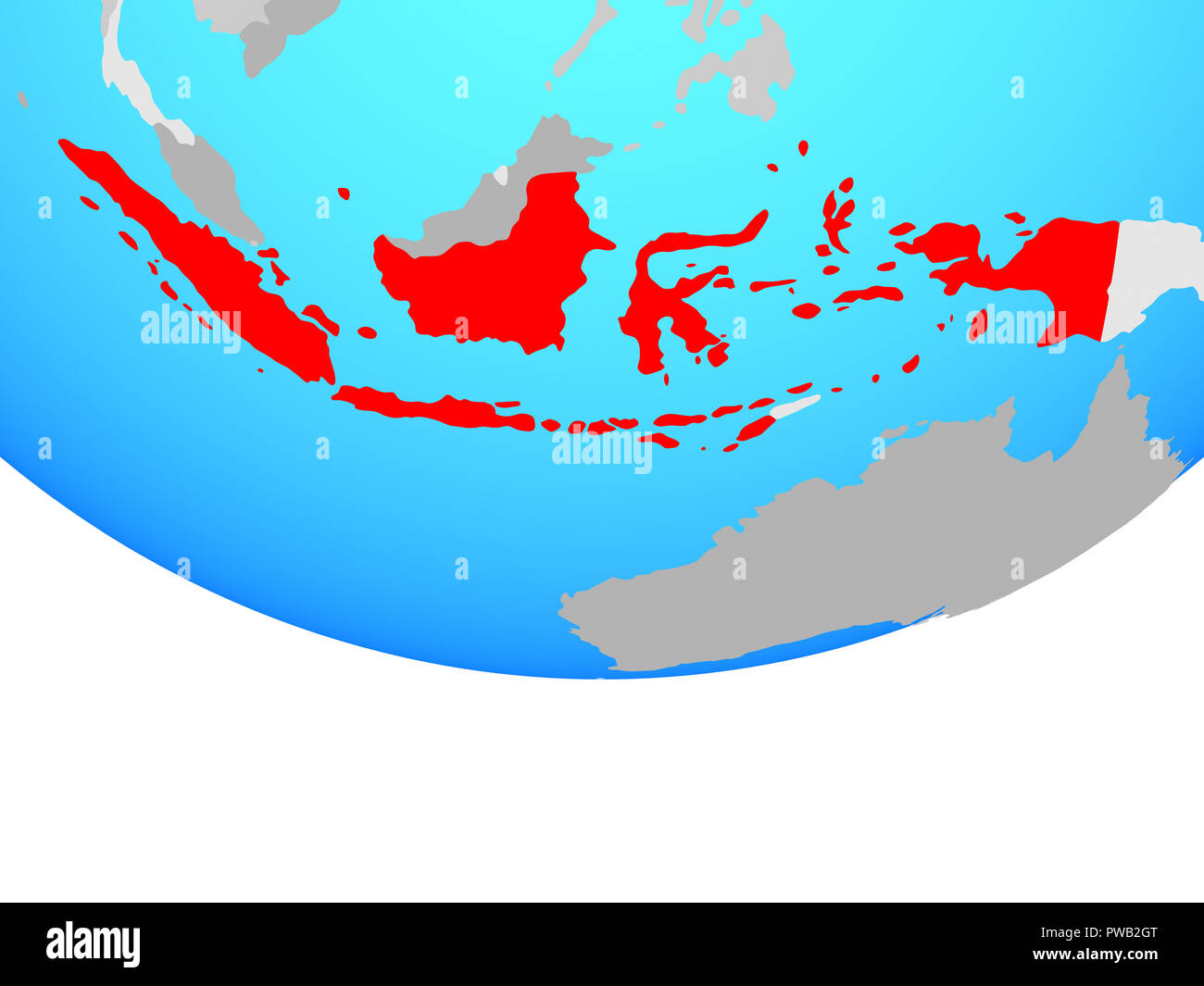 Indonesia on simple political globe. 3D illustration. Stock Photo