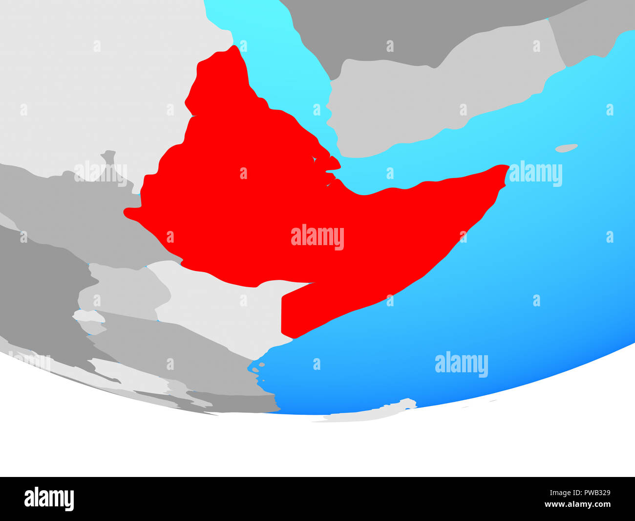 Horn of Africa on simple political globe. 3D illustration Stock Photo ...