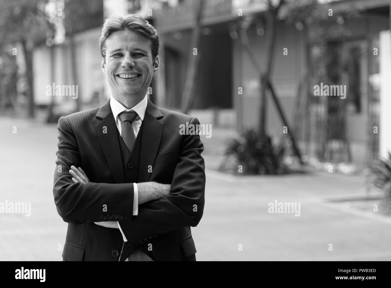 Happy businessman Black and White Stock Photos & Images - Alamy