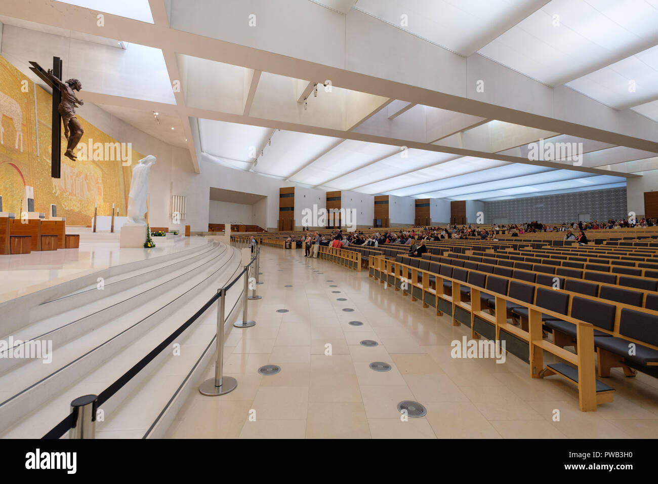 Interior view of the Basilica of the Holy Trinity at the Sanctuary of Our Lady of Fatima, in Fátima, Portugal, Europe Stock Photo