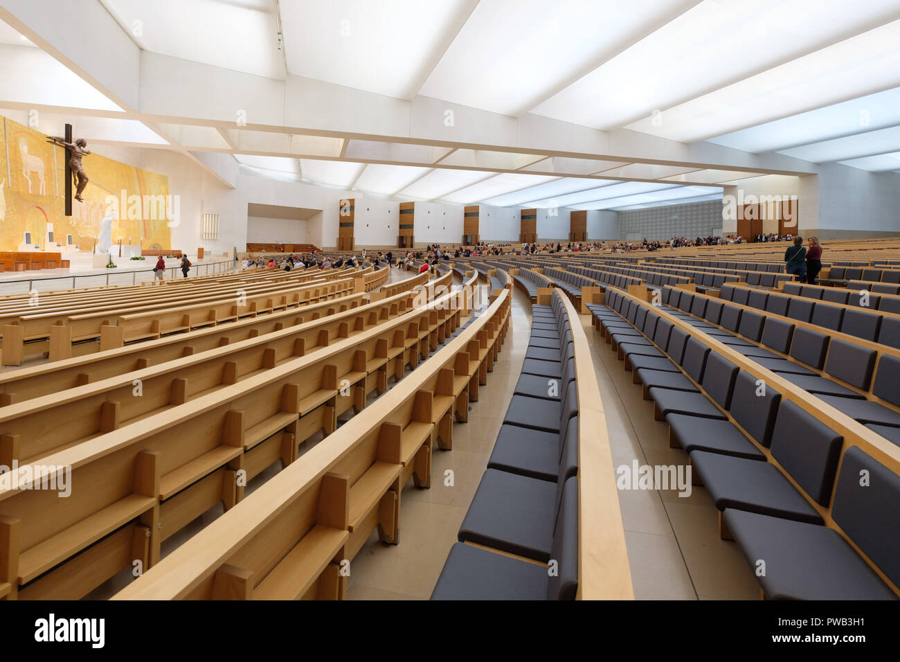 Interior view of the Basilica of the Holy Trinity at the Sanctuary of Our Lady of Fatima, in Fátima, Portugal, Europe Stock Photo