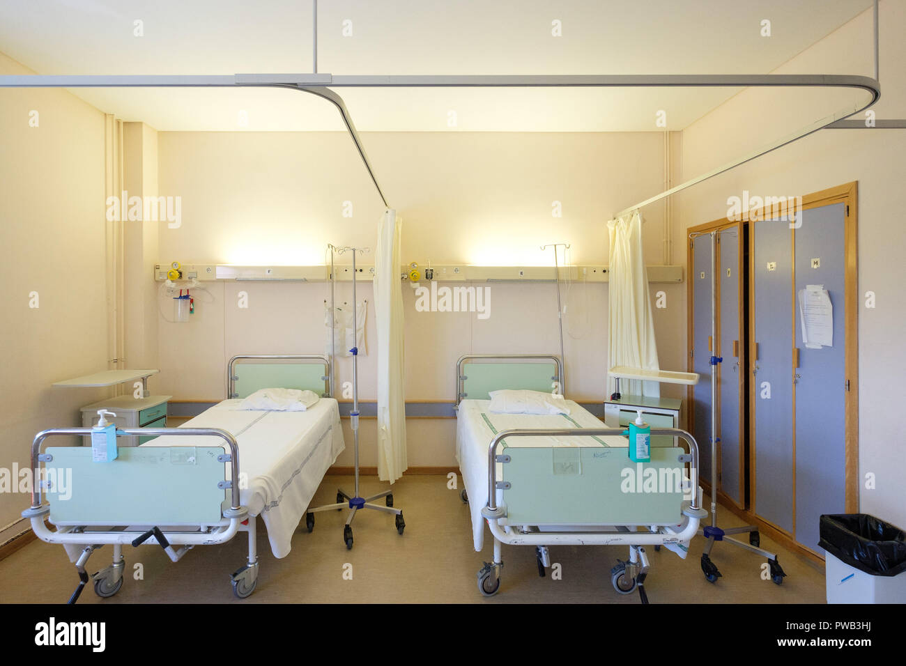 Two beds at an hospital ward Stock Photo