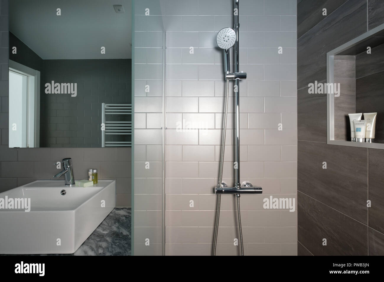 Bathroom with shower cabin Stock Photo