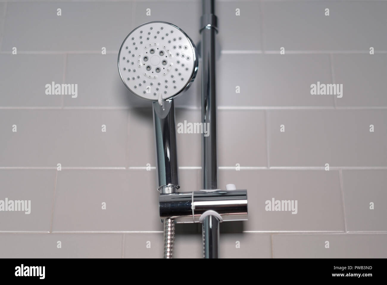 Stainless steel shower head with modern contemporary design Stock Photo