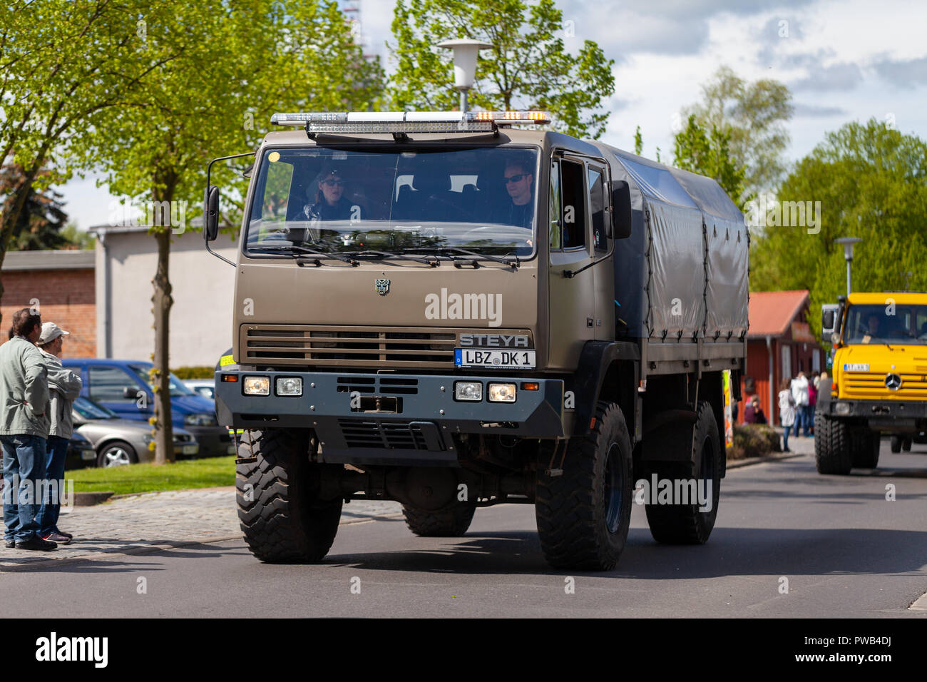 ALTENTREPTOW / GERMANY - MAY 1, 2018: Steyr 12M18 from Austrian Armed Forces drives on street at an oldtimer show Stock Photo