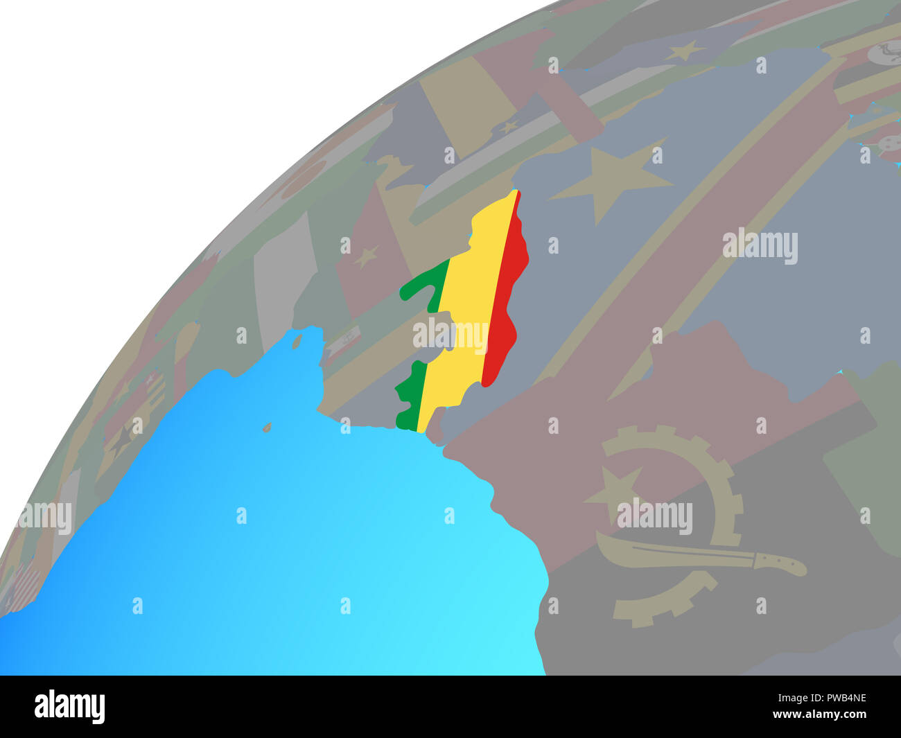 Congo with embedded national flag on globe. 3D illustration Stock Photo ...