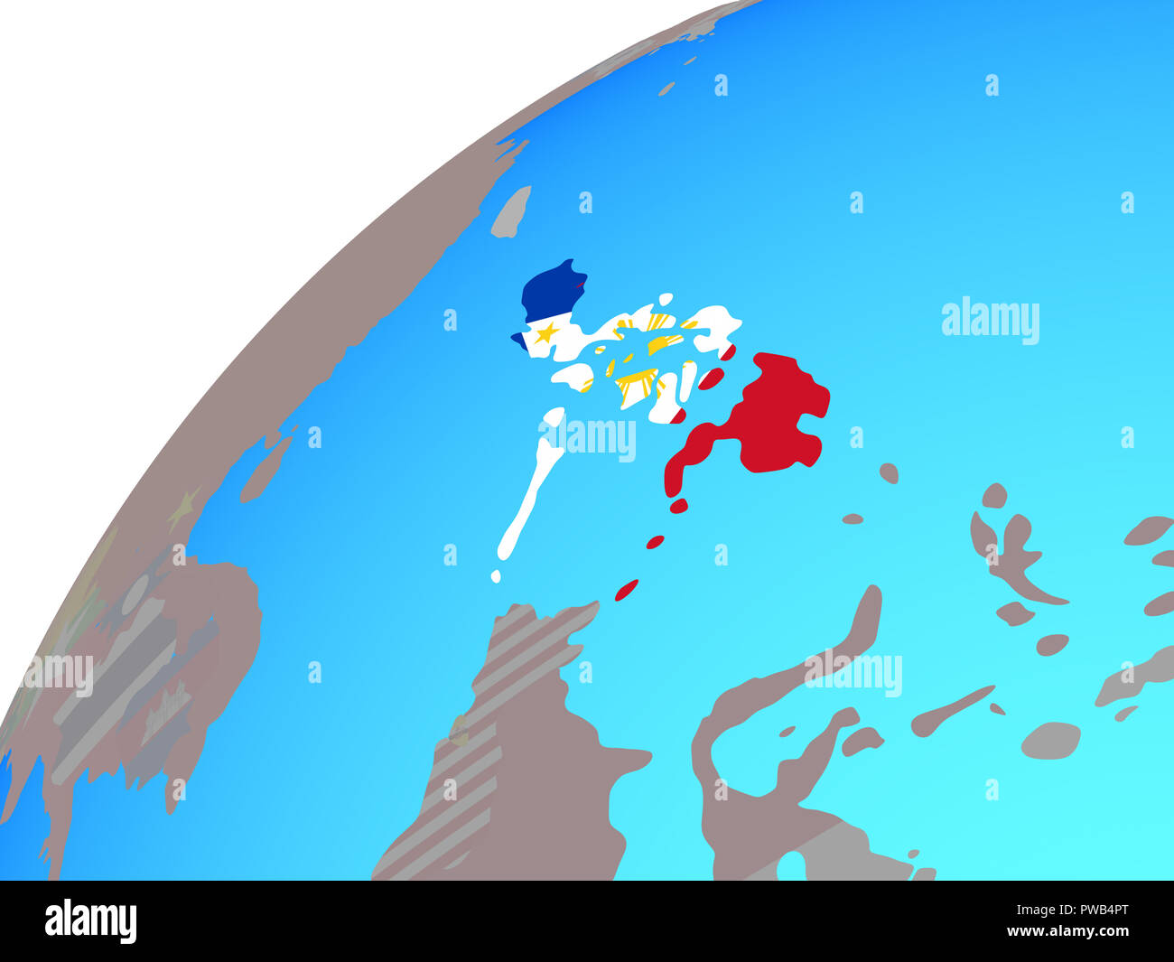 Philippines with embedded national flag on globe. 3D illustration Stock ...