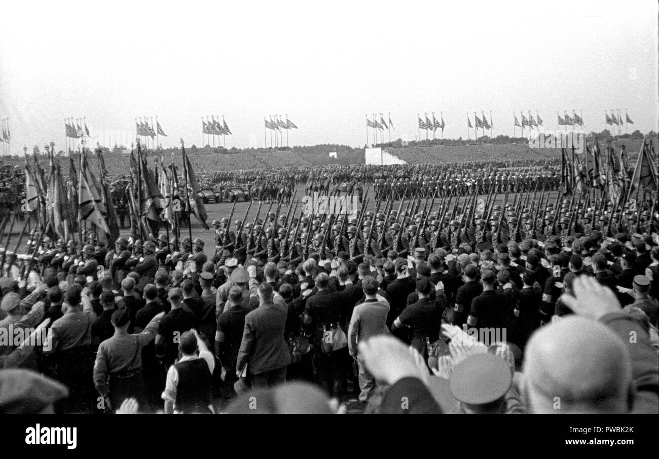 Nazi Germany NSDAP Nuremberg Rally 1936 Parade at the rally ground 10th September 1936 Stock Photo