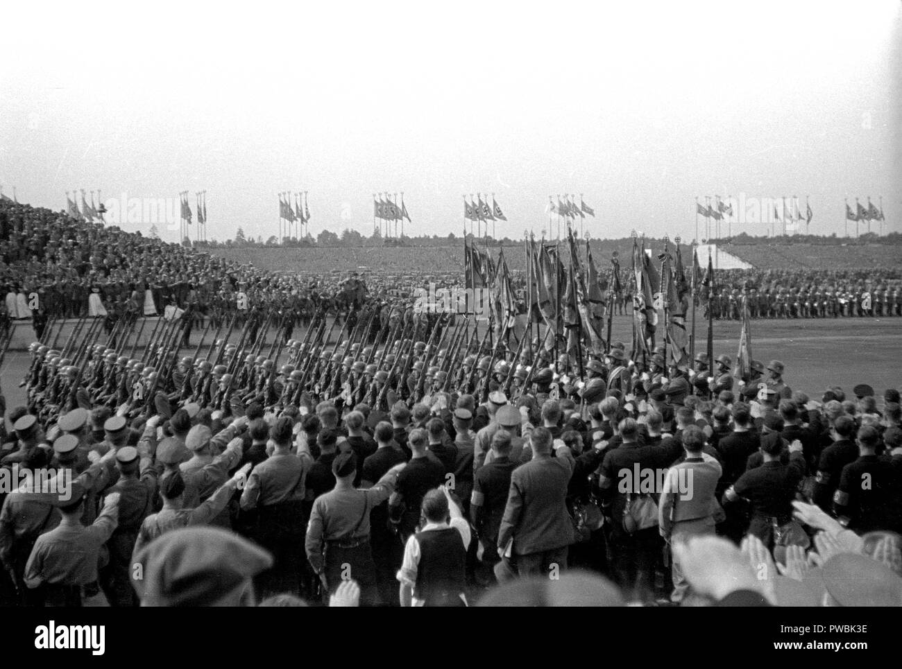 Nazi Germany NSDAP Nuremberg Rally 1936 Parade at the rally ground 10th September 1936 Stock Photo