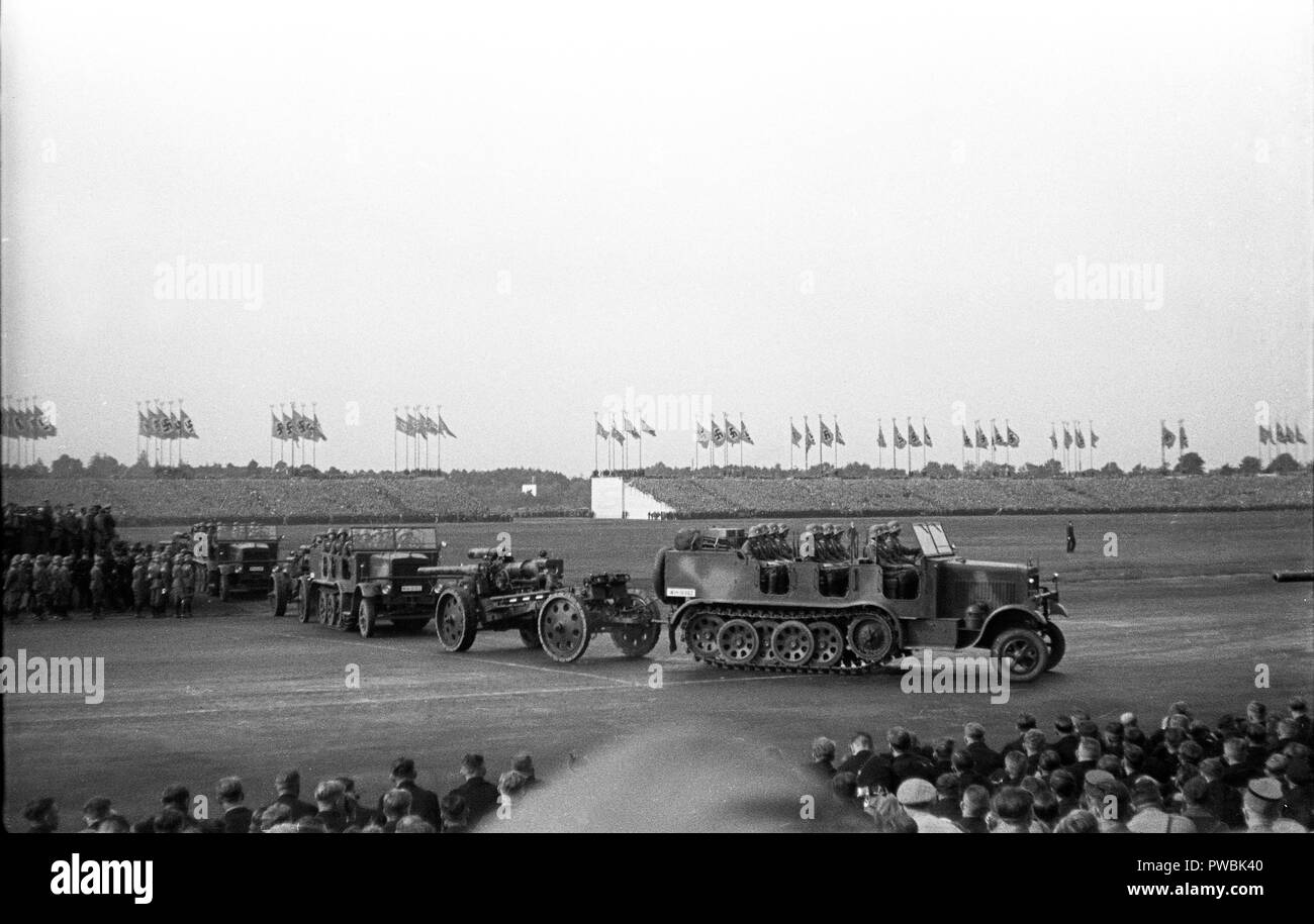 Nazi Germany NSDAP Nuremberg Rally 1936 Parade at the rally ground 10th September 1936 German rearmament Stock Photo