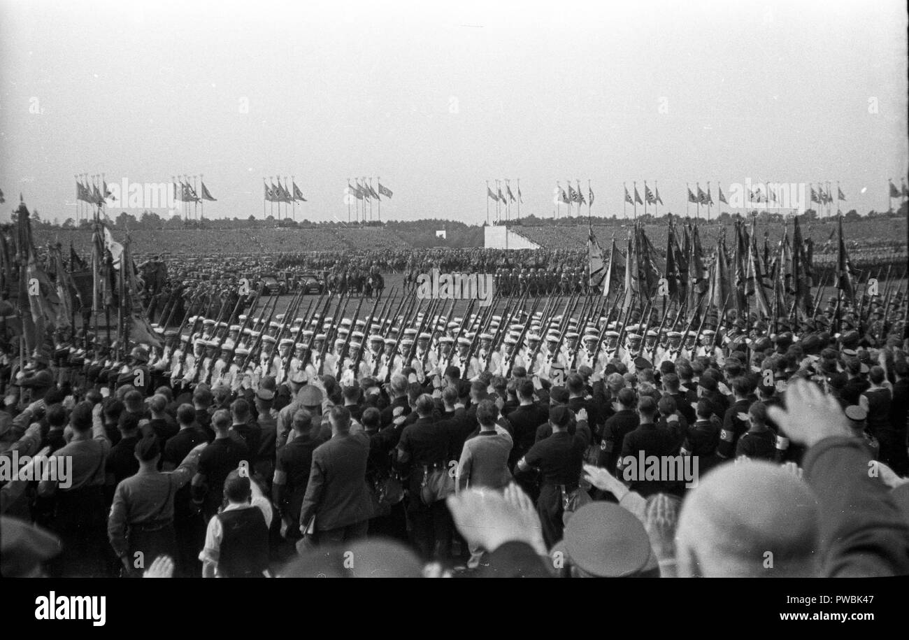 Nazi Germany NSDAP Nuremberg Rally 1936 Parade at the rally ground 10th September 1936 Stock Photo