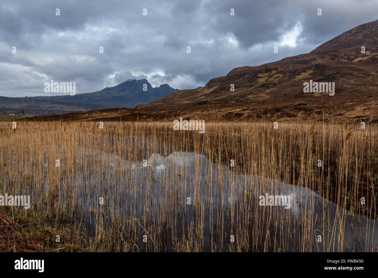 Bla Bheinn, Reflection in Loch Cill Chriosd ,Isle Of Skye, Black ...