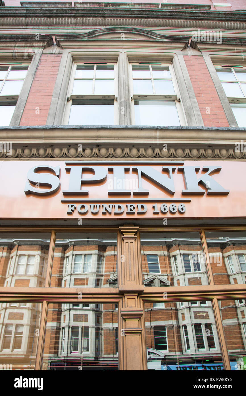 Spink auction house on Southampton Row, Bloomsbury, London, WC1, UK Stock Photo