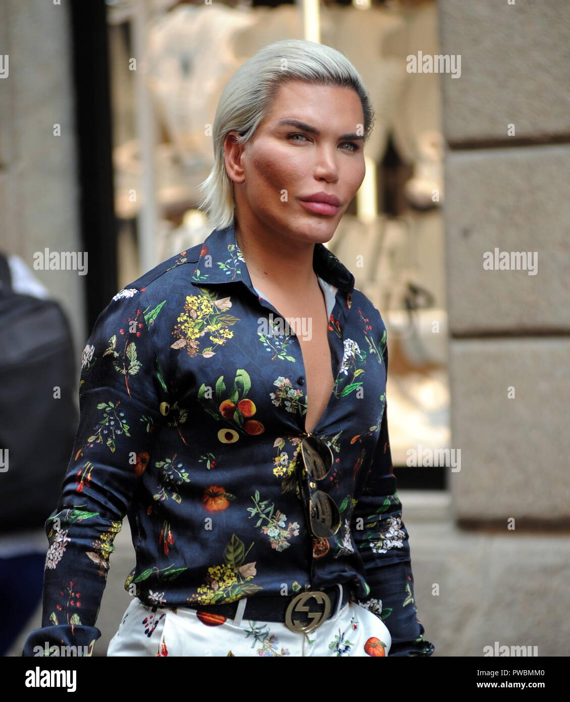 Rodrigo Alves, also known as 'the human ken doll,' goes out for lunch at  'Caruso Fuori,' a famous restaurant Via Manzoni, goes to get a haircut from  his hairdresser in Via Montenapoleone,