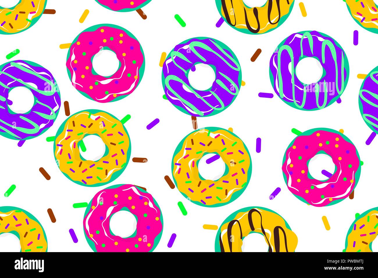 Glazed doughnut seamless pattern pop art style Stock Vector