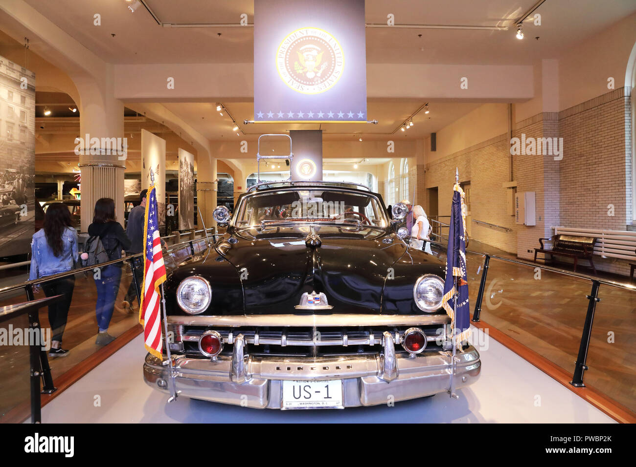 Historical Presidential cars at the Henry Ford Museum in Dearborn, in Detroit, Michigan, USA Stock Photo