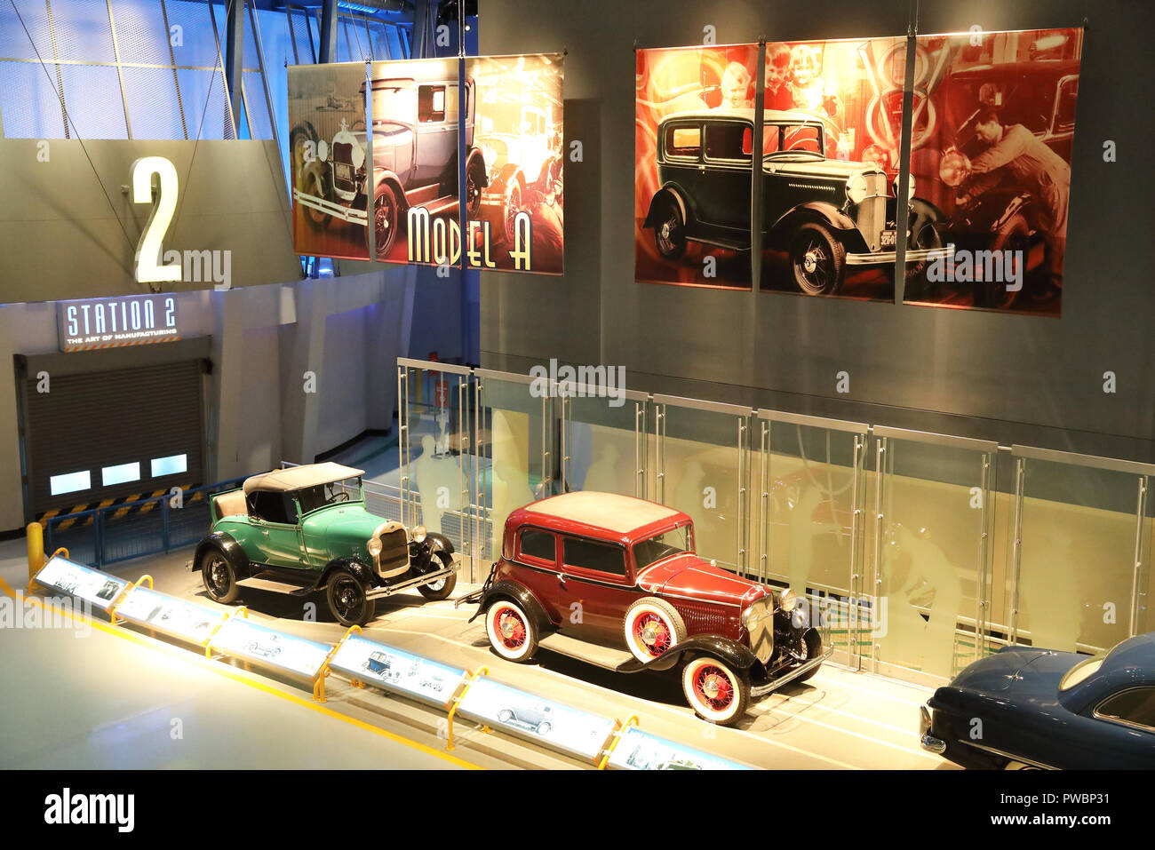 The Legacy Gallery at the Ford Rouge Factory Tour, in Dearborn, in Detroit, Michigan, USA Stock Photo