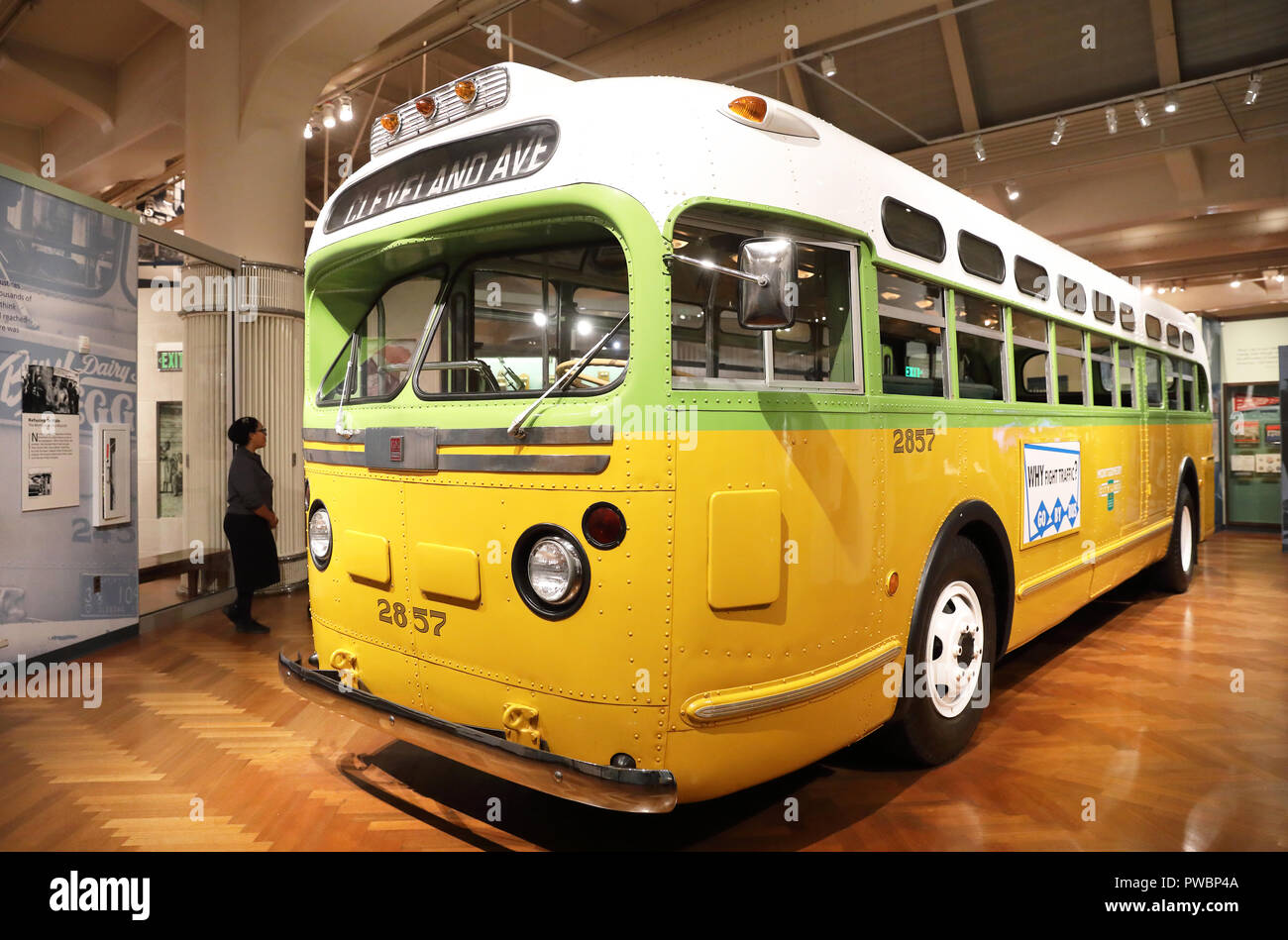 The original bus that Rosa Parks made her protest on in Alabama, at the Henry Ford Museum in Detroit, Michigan, USA Stock Photo