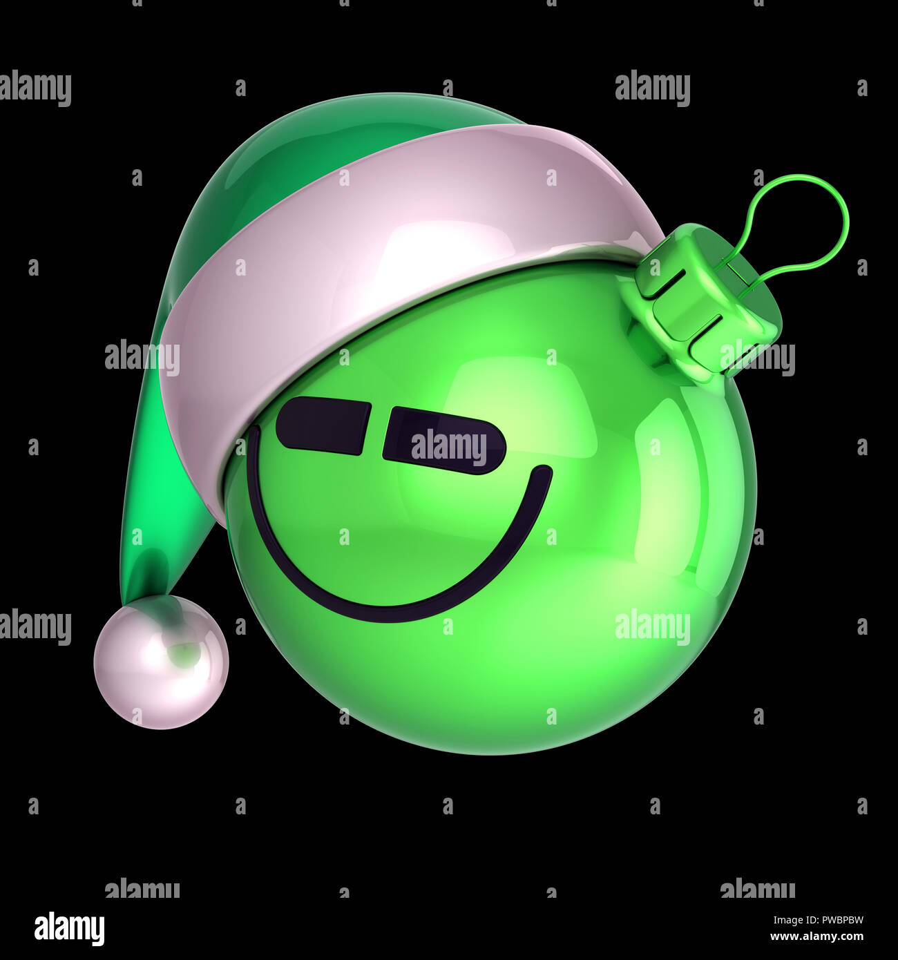cartoon Santa Claus Christmas ball hat smiling avatar decoration, ornament green funny. New Year's Eve Day bauble happy face. Merry Xmas emoticon. 3d Stock Photo - Alamy cartoon Santa Claus Christmas ball hat smiling avatar decoration, ornament green funny. New Year's Eve Day bauble happy face. Merry Xmas emoticon. 3d Stock Photo - Alamy