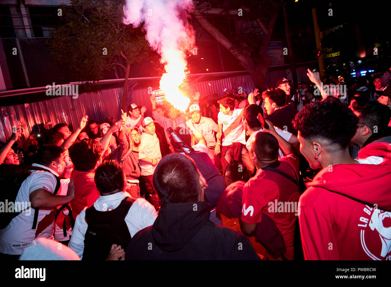 Fanaticism in Peru Peru vs. Chile Soccer. Stock Photo